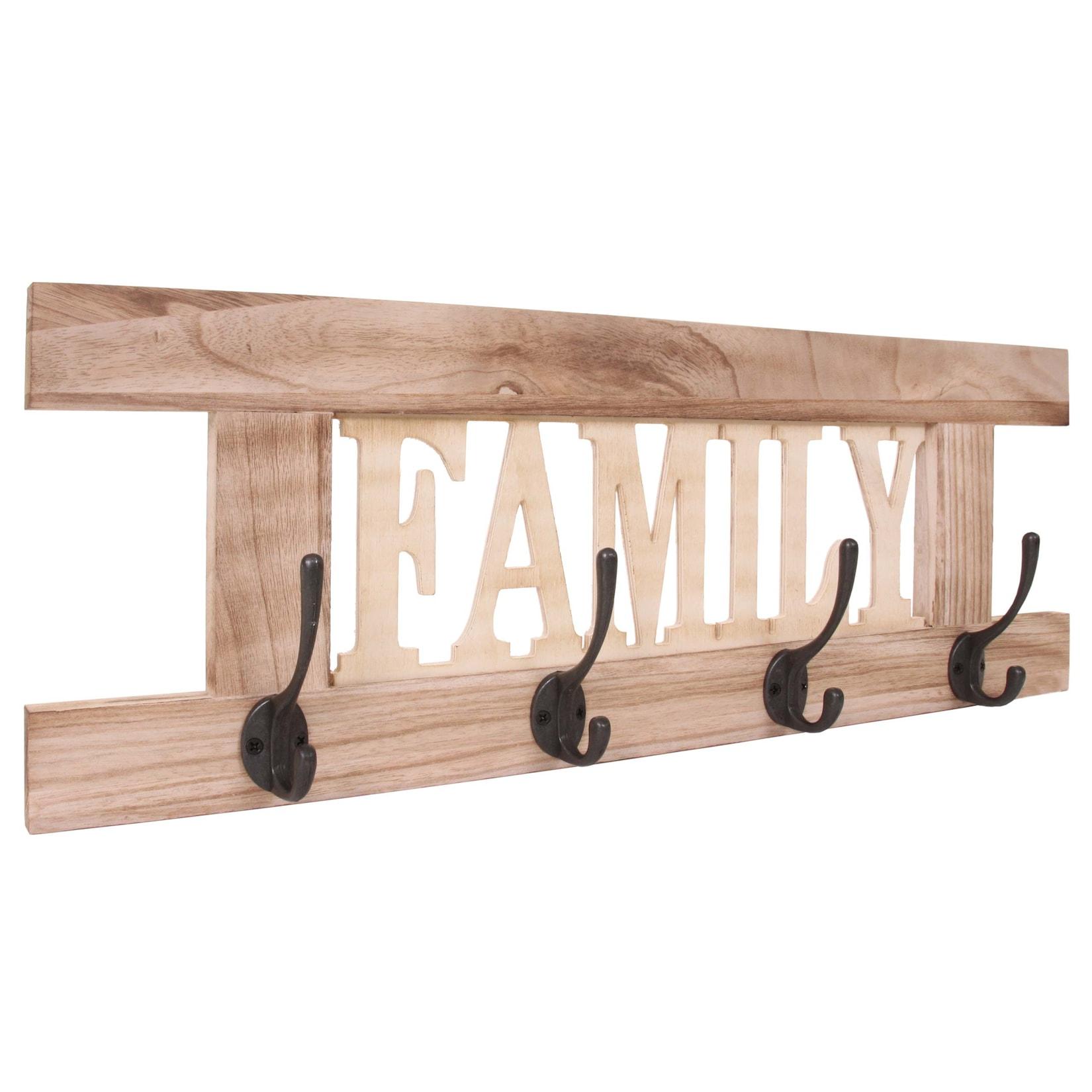 Wandgarderobe MCW-C60 Family, Garderobe Garderobenpaneel, Shabby-Look Vintage 60x21cm ~ naturbraun