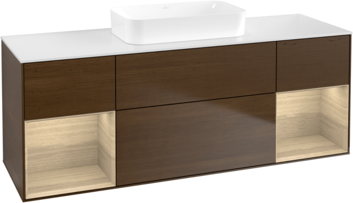 Villeroy und Boch Finion Waschtischunterschrank F741PCGN 160x60,3x50,1cm, Regale Oak Veneer, Walnut veneer
