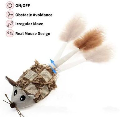 Inspired Living Smart Chase Mouse Interactive Cat Toy Automatic Moving Plush Mouse For Indoor Cats middle Brown