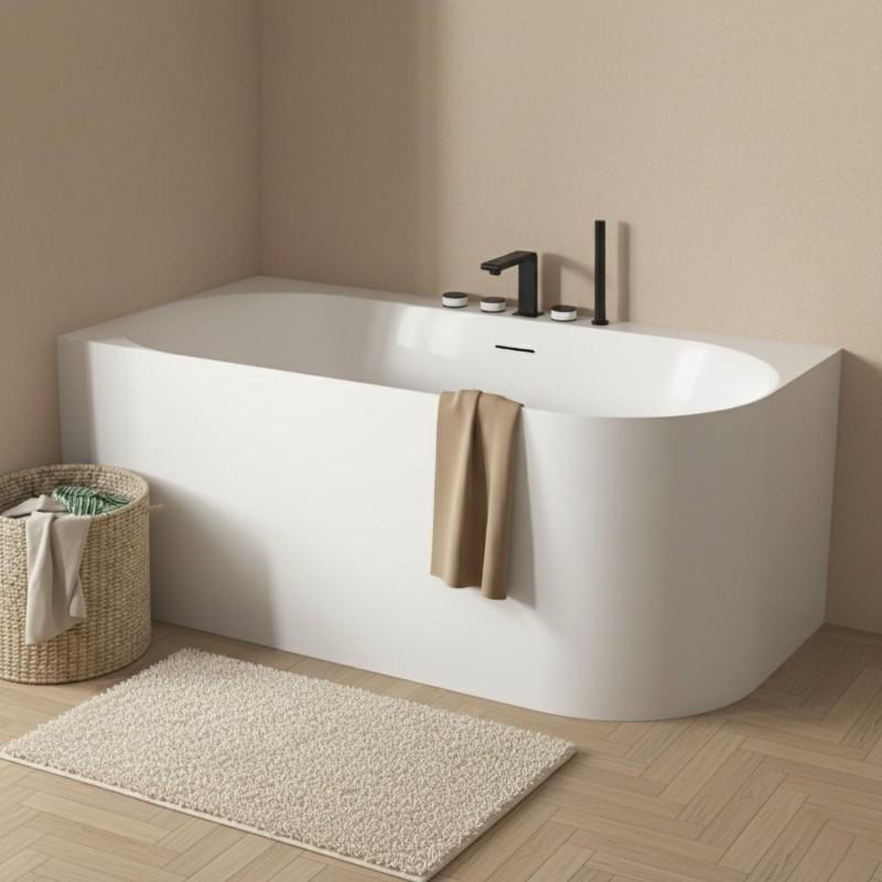 Weiße halbfreistehende Acrylbadewanne 170 cm - Linke Ecke FORMA