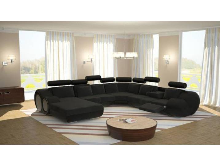 Xlmoebel Wohnlandschaft XLMOEBEL U-Form Ecksofa in Weiß aus hochwertigem Leder, Wohnlandschaft, Made in Europa