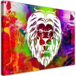 LEINWANDBILD Bunte Löwe Abstraktion 100x70cm