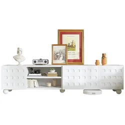 STILVORA TV-Schrank Spanplatte Weiß 200x40x44 cm, 3 Türen, für TV bis 80 Zoll