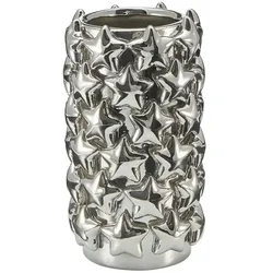 HOME STORY Vase mit 3D Sternen   ¦ silber ¦ Dolomite ¦ Maße (cm): H: 23  Ø: 12.8
