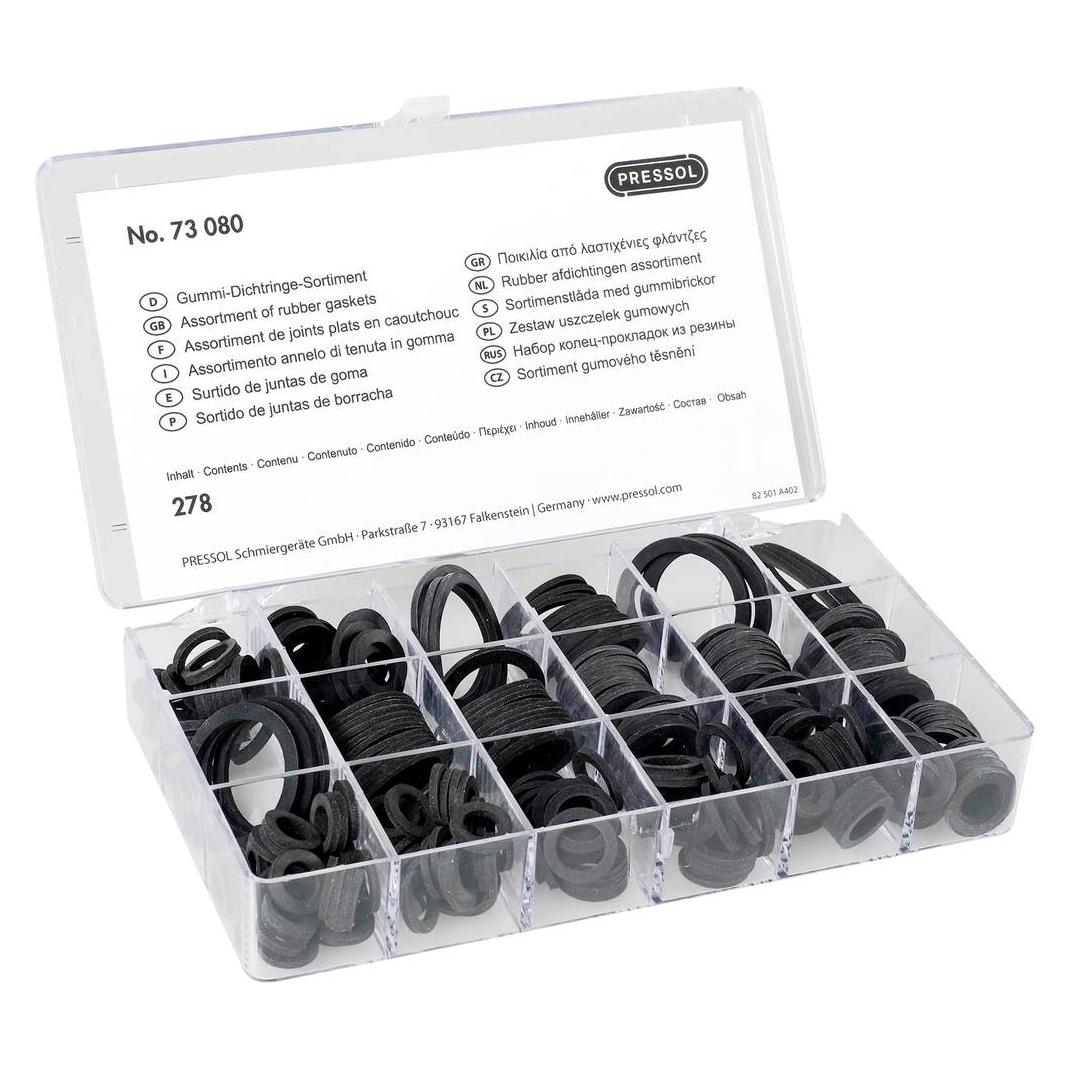 Pressol Dichtungs Sortiment Gummi Dicht Set 278 Teile 10 Abmessungen Ø 9 34 mm i Inhalt 1 (73080)
