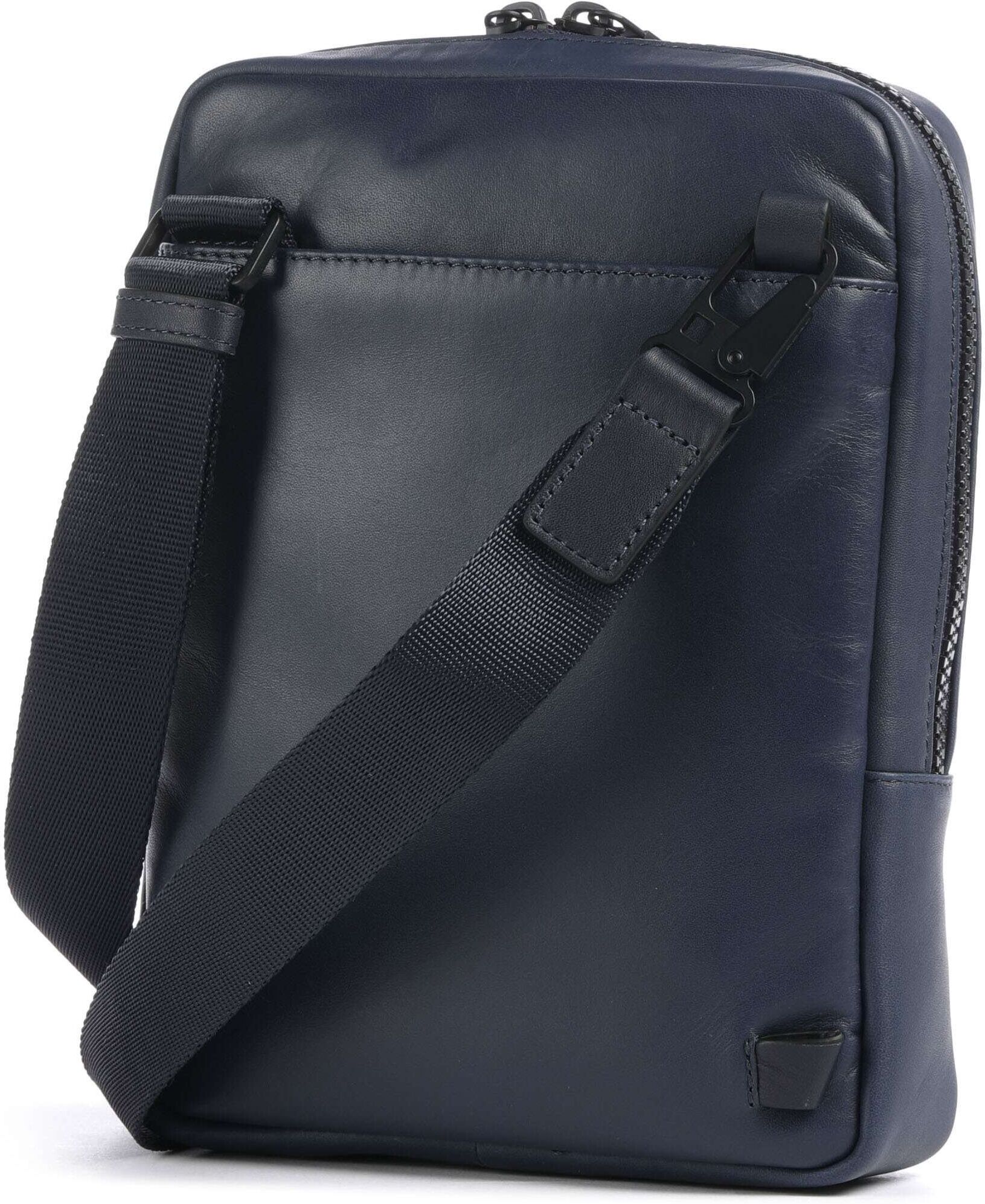 Piquadro Finn Umhängetasche aus Leder, blau