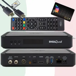 TiVuSat Smartcard Schwarz + DIGIQuest Q99 4K UHD H.265 S2+T2 Combo Receiver - tivùsat zertifiziert (nicht aktiviert), HEVC HDR, Rai Mediaset LA7, PVR ready, LAN, inkl. HDMI Kabel
