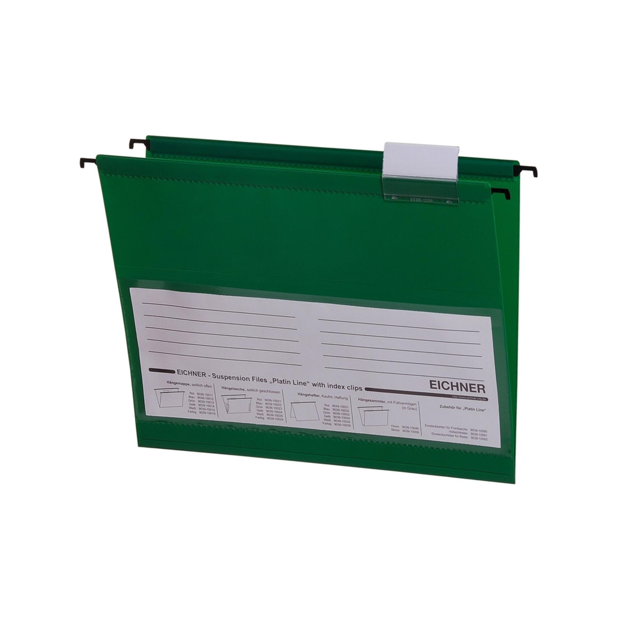Eichner PVC-Hängemappe Platin Lineseitlich offen, grün (4052301008793)