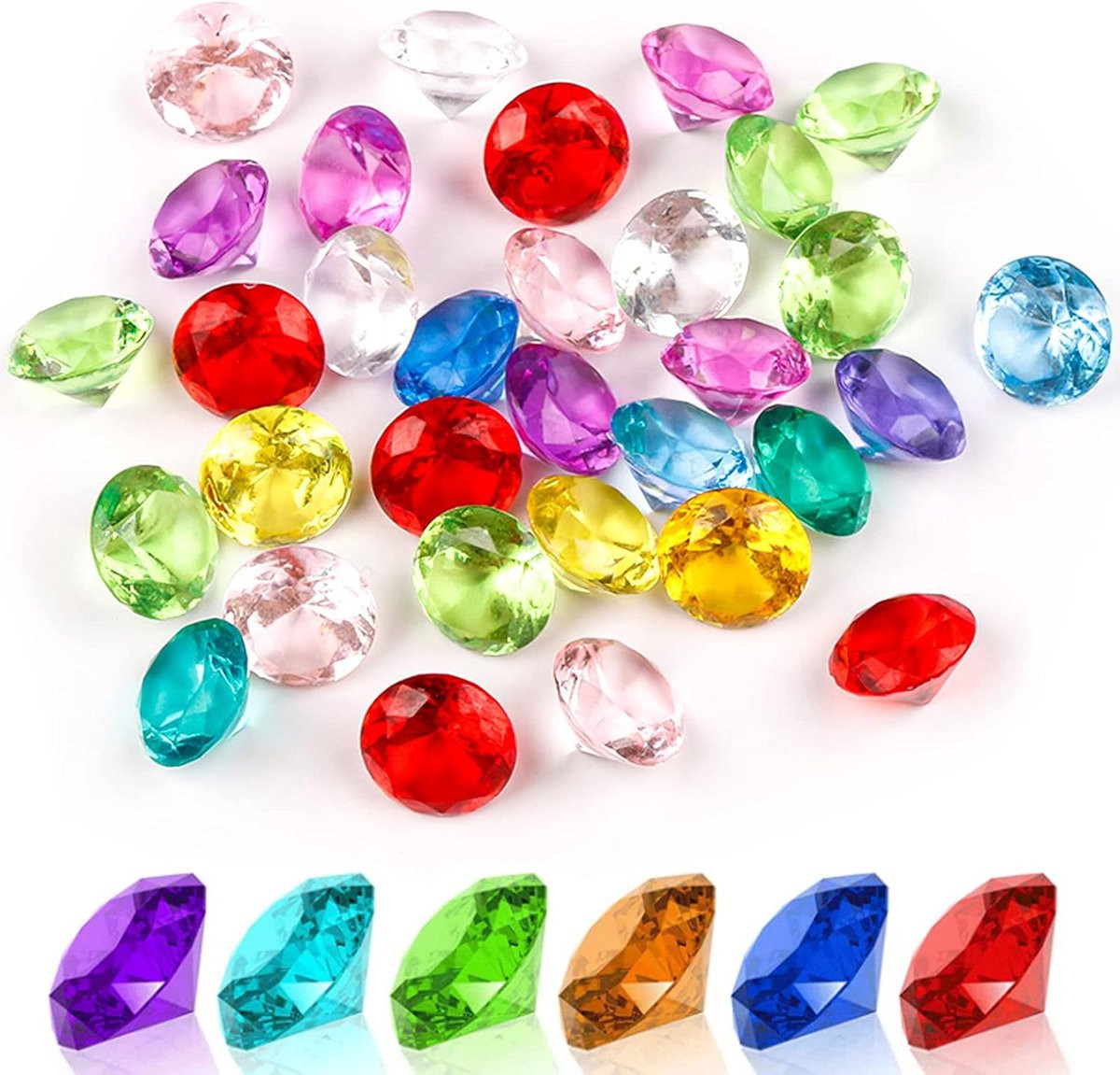 Acryl Diamanten 20 mm - Kleurige Transparante Kristallen - Decoratieve Steentjes