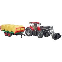 03198 Case IH Optum 300CVX mit Frontlader und Ballentransportanhänger, Modellfahrzeug