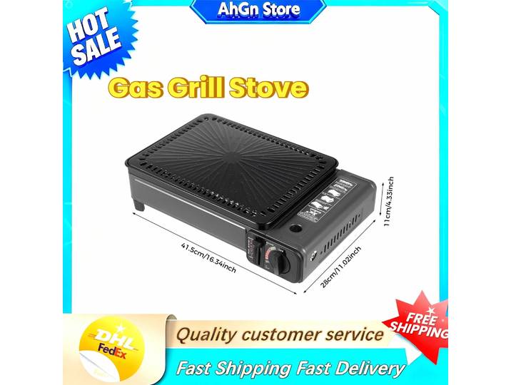 Poêle à gril au Butane, gril de Camping Portable, cuisinière à gaz Butane Portable, puissance de feu réglable avec feuille de cuisson