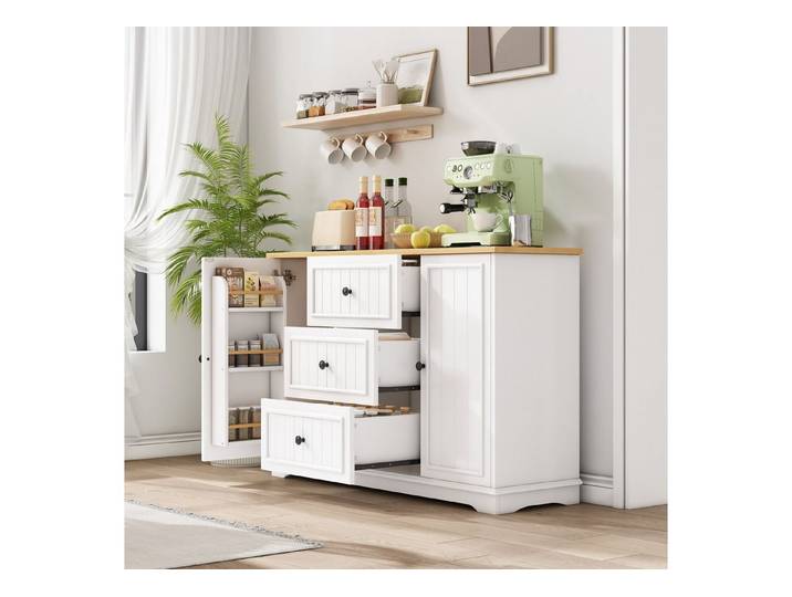 Fine Life Pro Sideboard Sideboard modern, weiß, 3 Schubladen, Kühlschrank-Türen, elegant