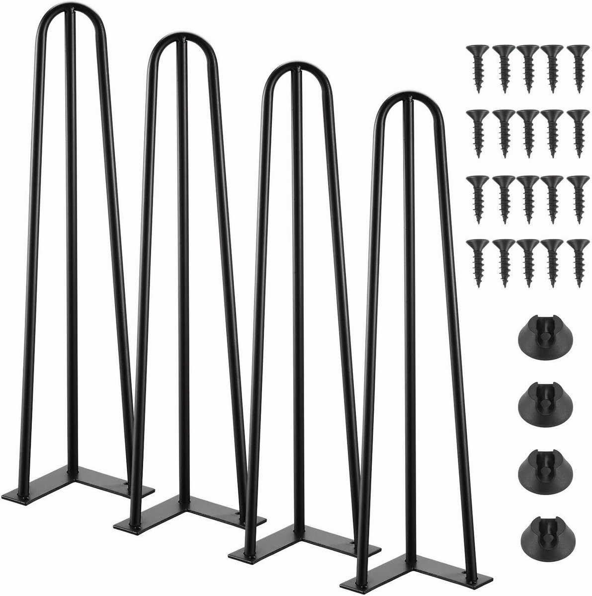 Zwarte Haarspeld Tafelpoten van Zwaar Metaal - 35 cm