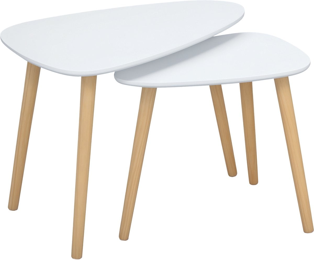 HOMCOM Salontafelset in wit MDF - B: 59,5 cm, D: 39,5 cm, H: 45 cm