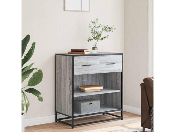 KTHLBRH Sonoma Anrichte grau 68 x 35 x 76 cm Metallrahmen, robuste Spanplatte, praktische Griffe, viel Stauraum, für Esszimmer
