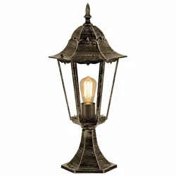 LED Sockelleuchte Wegeleuchte Gartenleuchte Bronzefarben Glas IP44 H 49 cm