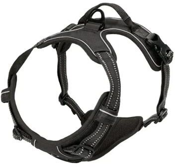 Inspired Living Luxury Leather Dog Harness & Leash Set For Small & Medium Dogs black l