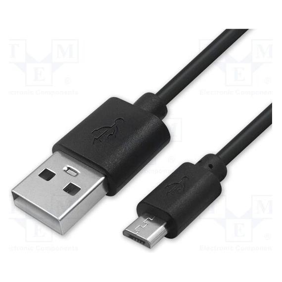 Qoltec Kabel USB A-Stecker,Micro-USB-B-Stecker 0,5m schwarz (0.50 m) (50299)