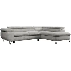 ECKSOFA PEDRO L Hellgrau Struktur - Rechts Seite