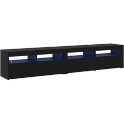 Helloshop26 - 2er-Set minimalistische TV-Möbel mit LED-Beleuchtung 210 x 35 x 40 cm Holzwerkstoff schwarz