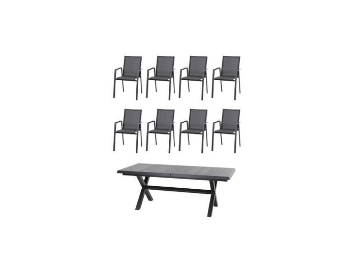 GARTENTISCHGRUPPE RENO SET + SILVA 9TLG