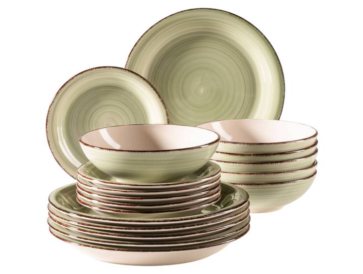 MÄSER Teller-Set Lumaca Olivgrün Steingut 18 Stk - Teller-Set
