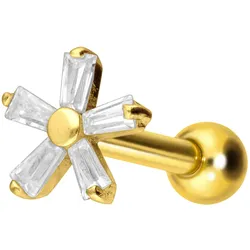 Titan Ohrpiercing mit Innengewinde KRISTALLBLUME