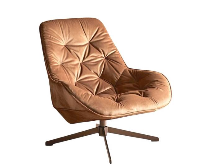 Fauteuil rotatif en velours marron clair