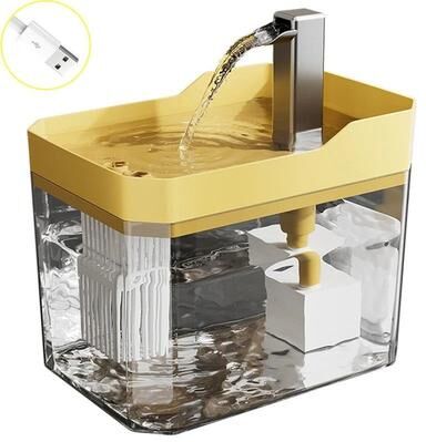 Inspire Select USB Automatic Cat Water Fountain Transparent Pet Water Dispenser With Auto Filter & Anti Dry Protection yellow 50.7 Oz
