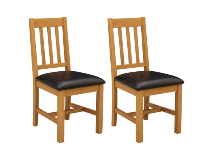 Fisinber Esszimmerstuhl 2er Set Massivholz Eiche Schwarz Weich gepolsterte Sitzfläche und ergonomische Rückenlehne für hohen Sitzkomfort in Küche, Essbereich und Wohnzimmer.