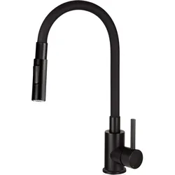 Neuesbad Spültischarmatur mit flexiblem Auslauf, 2-Funktion Brause, Schwarz NB1DEBOCN74M1