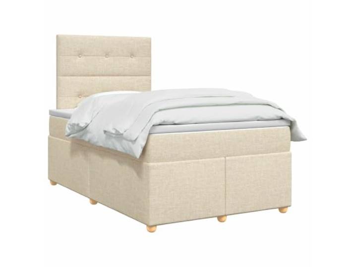 vidaXL Boxspringbett mit Matratze Creme 120 x 190 cm Stoff Bietet perfekt ausgewogene Unterstützung, Anpassbar an deine Wunschhöhe, Praktische und energiesparende USB-Beleuchtung