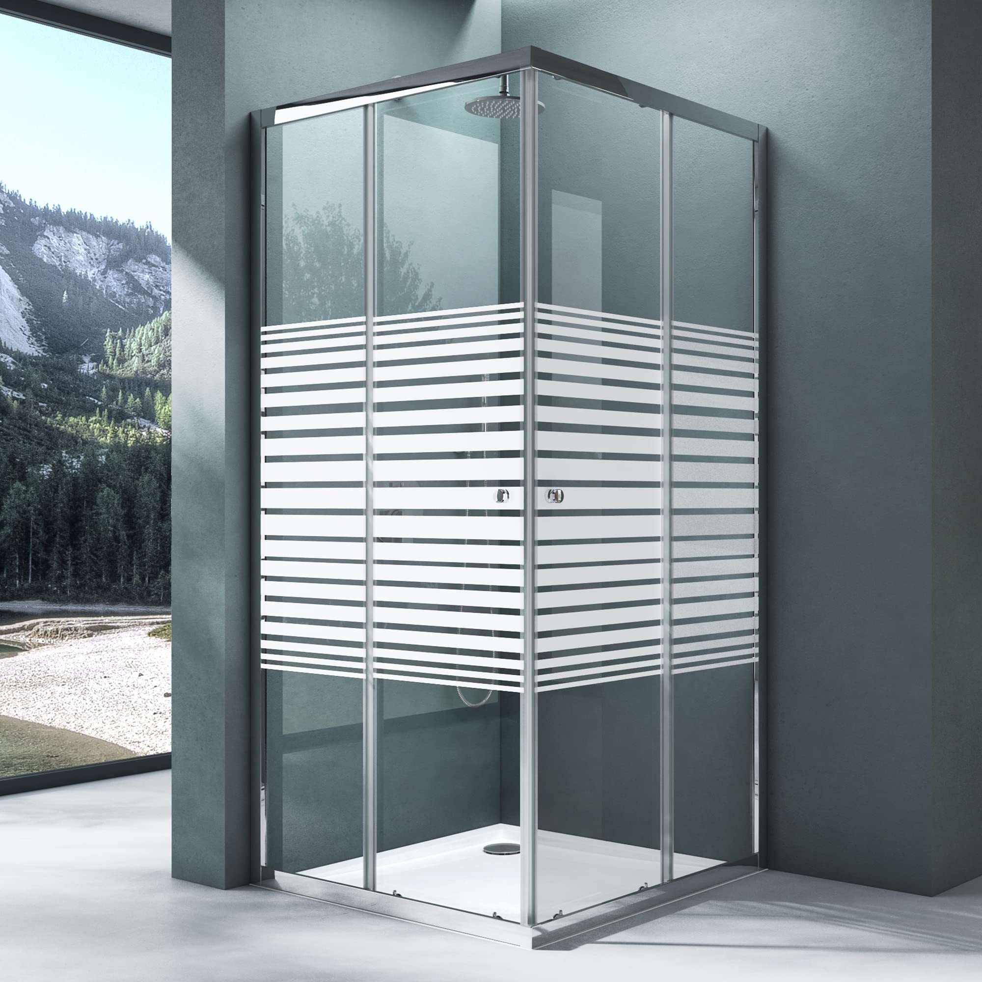 Mai & Mai Duschwand Rav16MS mit Doppel-Schiebetür Duschtasse 70x70 cm Eckeinstieg Echtglas Lotuseffekt Duschkabine ESG