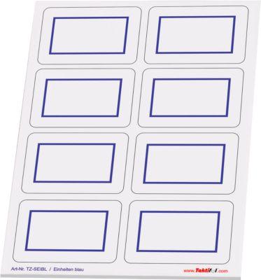 Taktische Zeichen Taktifol Einheiten, rechteckig, selbsthaftend, beschriftbar, trocken abwischbar, L 46 x B 32 mm, blau, 8 Zeichen