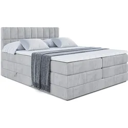 BOXSPRINGBETT MIAMI KING - 140x200 - H3/H4 - Hellgrau