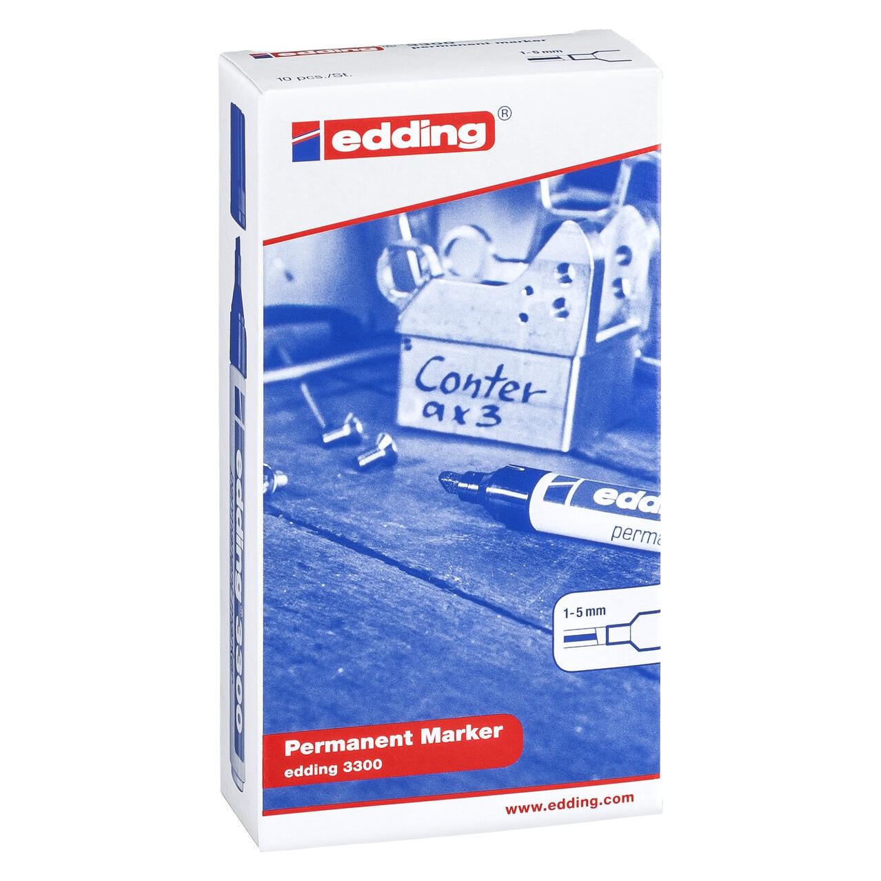 Edding Permanentmarker 3300 1-5mm 10 St sort. (10x) (3300-10S)