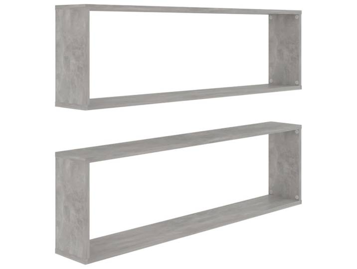 vidaXL Wandregalset 2-teilig 100/15/30 cm aus Holzwerkstoff Betongrau, Hellgrau, Strukturbuche, Rechteckig, 100x30x15 cm, Wohnzimmer, Regale, Wandregale