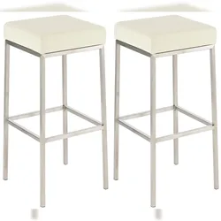 CLP 2er Set Barhocker Montreal Kunstlederbezug creme/edelstahl