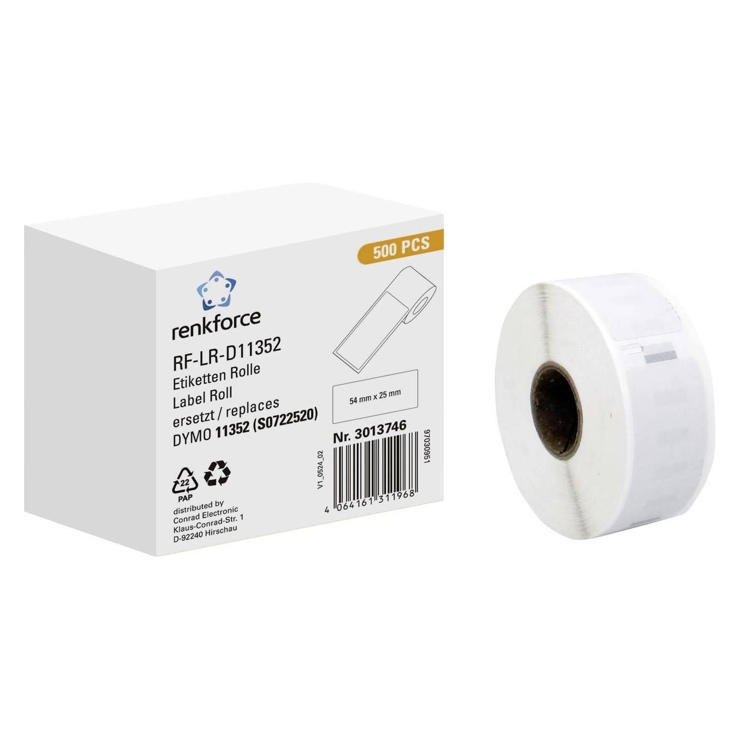 Renkforce Etiketten Rolle Kompatibel ersetzt DYMO DYMO 11352 54 x 25 mm Papier W (54 mm) (RF-6027492)