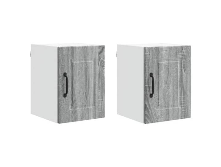 GPWERSDF Wandschrank Porto 2 Stück Grau Sonoma 30x31x40 cm Robuster Holzwerkstoff, Wandmontage, viel Stauraum, für moderne Küchen