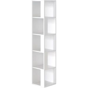 Vicco Bücherregal Lio, weiß, Eckregal aus Holz, 5 Fächer, 33,3 x 162,2 x 33,3cm
