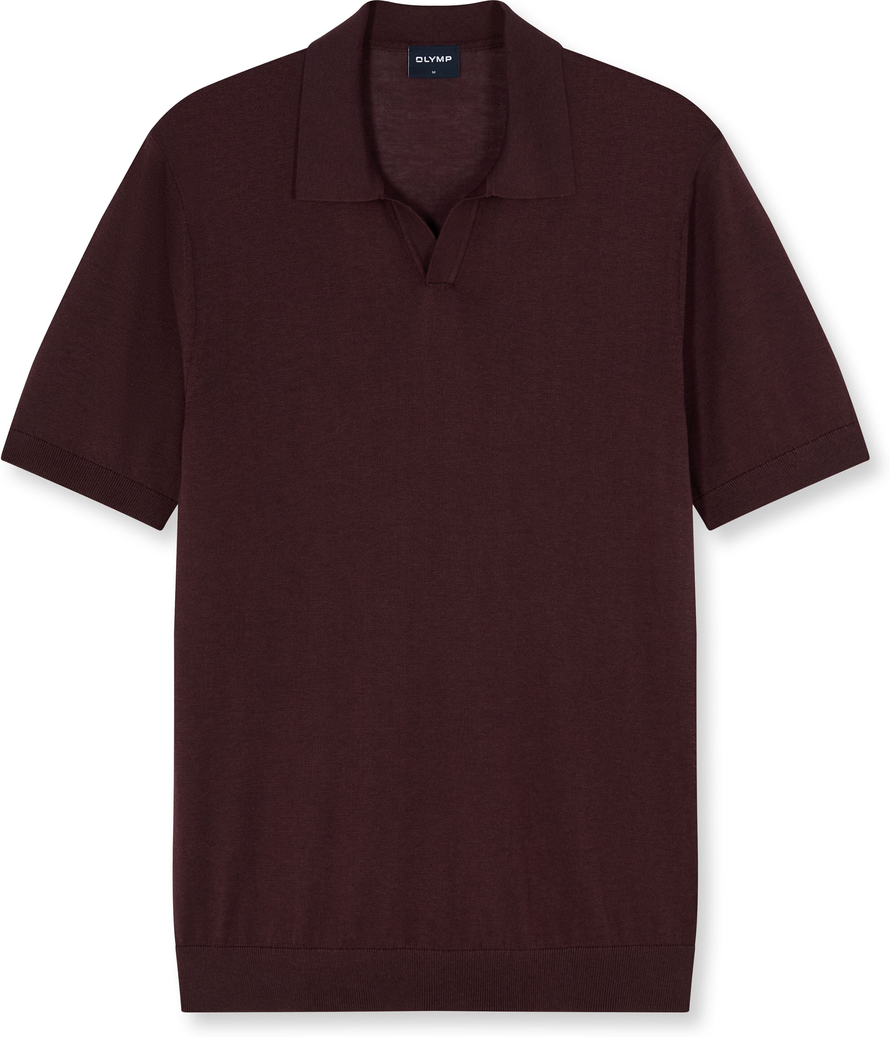OLYMP "Strick Casual" mit geripptem Kragen, unifarben bordeaux M
