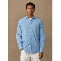 Hackett London für Herren. HM3010769 Blaues Chambray-Hemd (M), Lässig, Baumwolle, Klassisch, Langarm