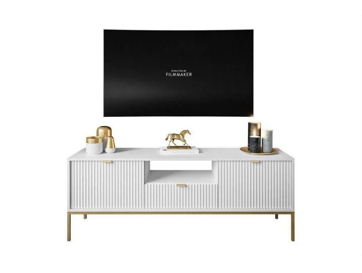 ALLHOUSE24 Lowboard SINTINO GOLD 154 cm Breite Unterschrank geriffelte Fronten BERLIN (1x TV Schrank), Breite 154 cm