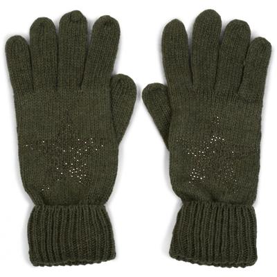 Strickhandschuhe STYLEBREAKER "Strick Handschuhe mit Strass Stern", Damen, grün (oliv), Obermaterial: 65% Polyacryl PAN. 35% Wolle WO., Modisch, Handschuhe