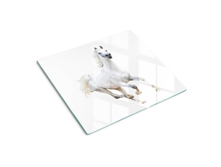 Tulup Glasplatte 60x52 cm Arabisches Pferd, Weiß, Glas, 60x52 cm, Küchenzubehör, Schneidebretter
