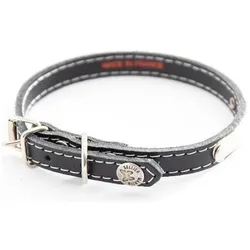 Martin Sellier Hundehalsband mit Steppnähten und Platte (10, Hund, Spazieren), Halsband + Leine