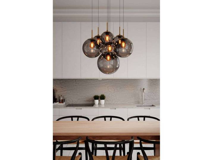 By Rydéns Hängeleuchte Laura, dimmbar, alu / grau / zink, für Wohn- / Esszimmer, Glas, Modern, Hängelampe