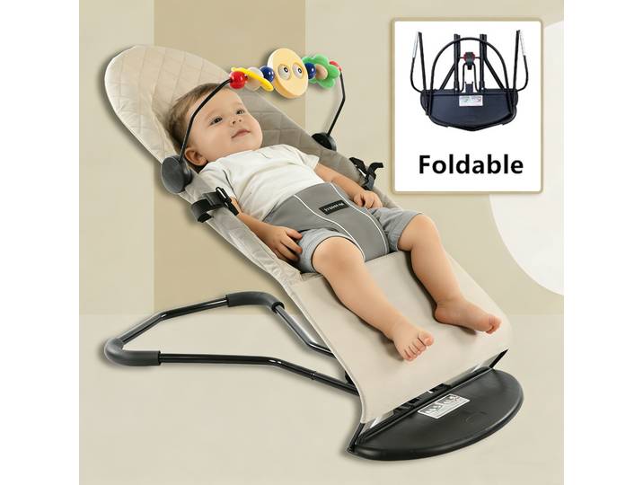 Siège de videur pour bébé Hip-Healthy avec support de barre à jouets – Dondage naturel 2 en 1 pliable pour nouveau-nés de 0 à 2 ans (8-29 lb)