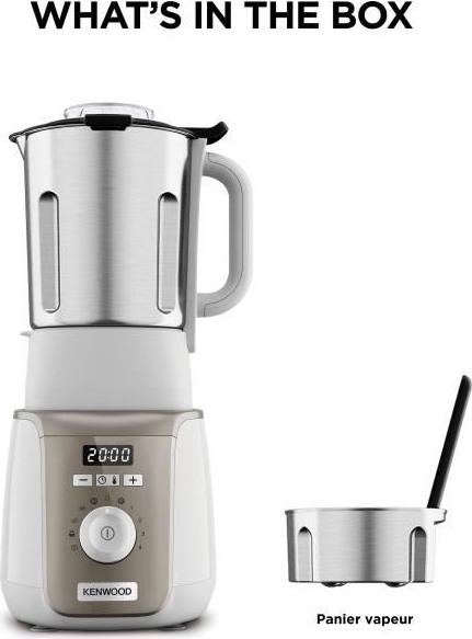 Kenwood SOUPEASY+ CBL30.000CP Heizungsblender, 1000 W, 1.75 L, 4 Programme, Dampfkorb, Weiß/Champagner